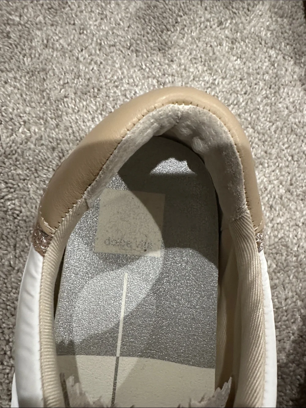 Dolce Vita Silver Metallic & White Lace-Up Sneakers with Crystal Trim